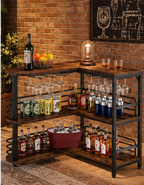 Meuble bar d’angle aménagé dans un intérieur contemporain Image