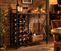 Meuble bar à vin 21 bouteilles avec porte-verres - mise en situation