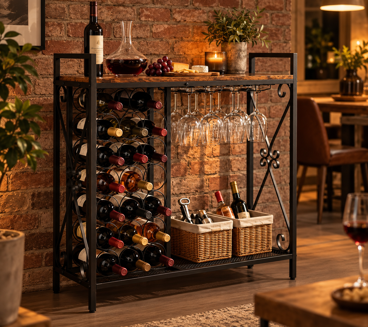Meuble bar à vin 21 bouteilles avec porte-verres - vue détaillée 2