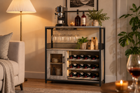 Meuble bar à vin avec porte-bouteilles et porte-verres - vue détaillée 3