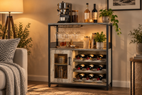 Meuble bar à vin avec porte-bouteilles et porte-verres - vue détaillée 2