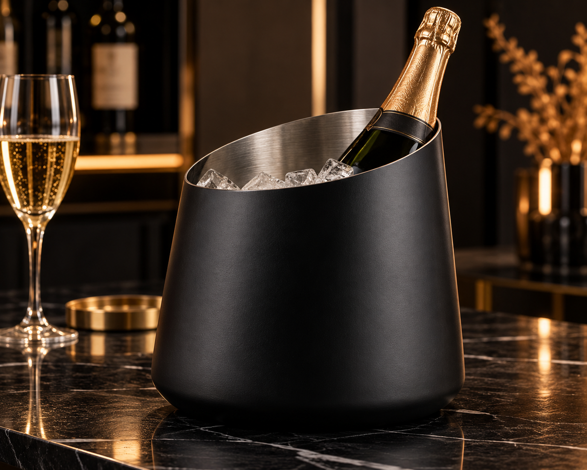 Seau à vin en acier - Rafraîchisseur de bouteille - mise en situation