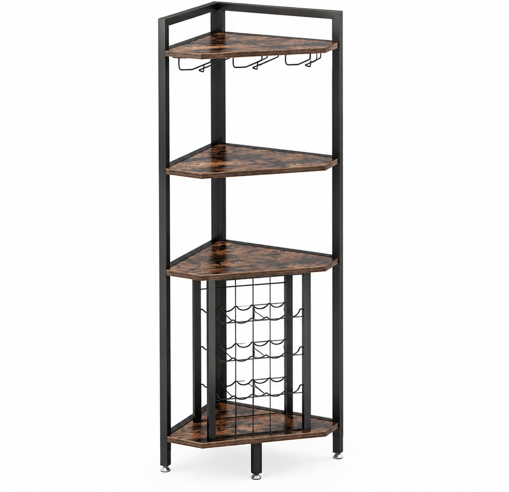 Meuble bar d'angle avec comptoir et porte-verres - vue produit