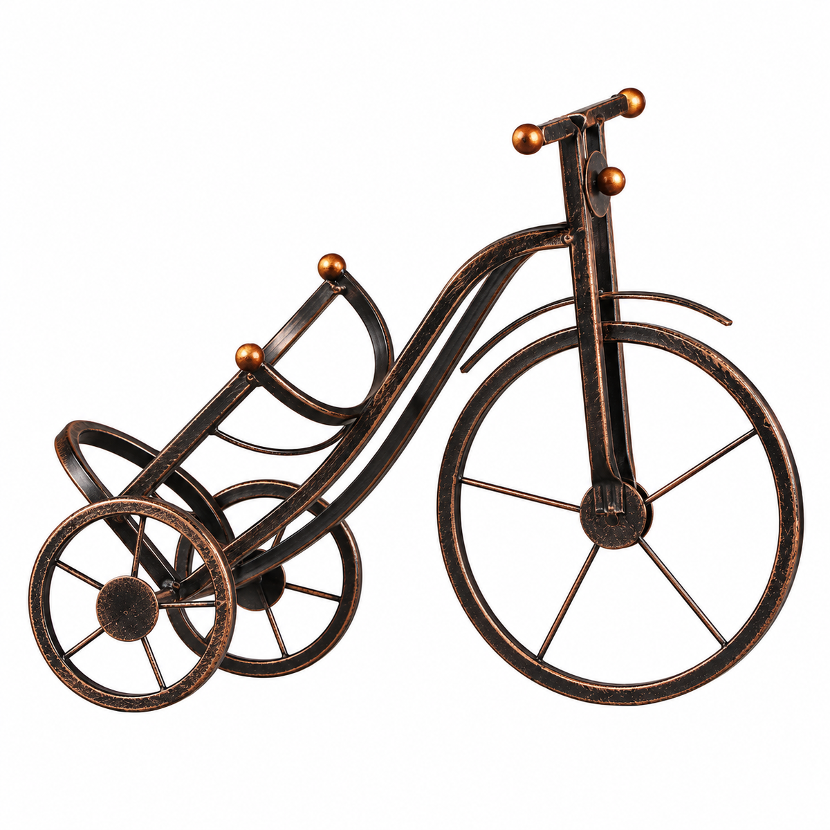 Support bouteille tricycle en métal finition bronze