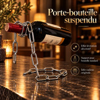 Vue rapprochée du porte-bouteille effet chaîne en métal