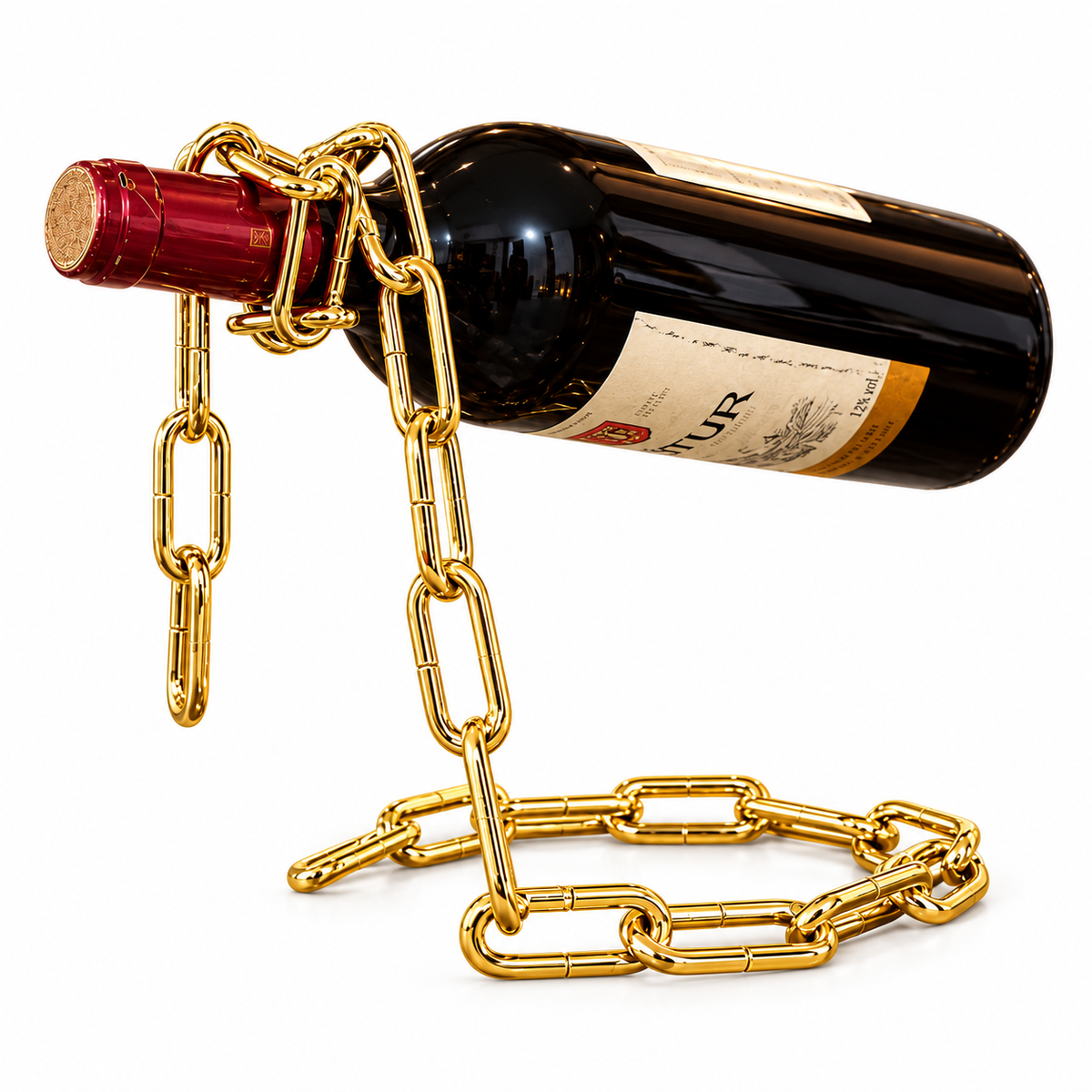 Porte-bouteille chaîne décoratif avec une bouteille