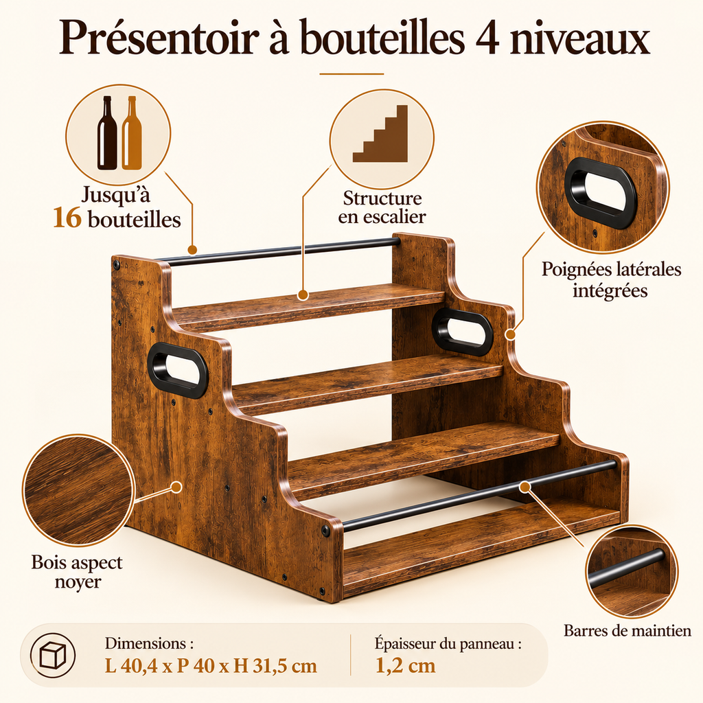 Casier à vin empilable en métal - configuration pour bouteilles