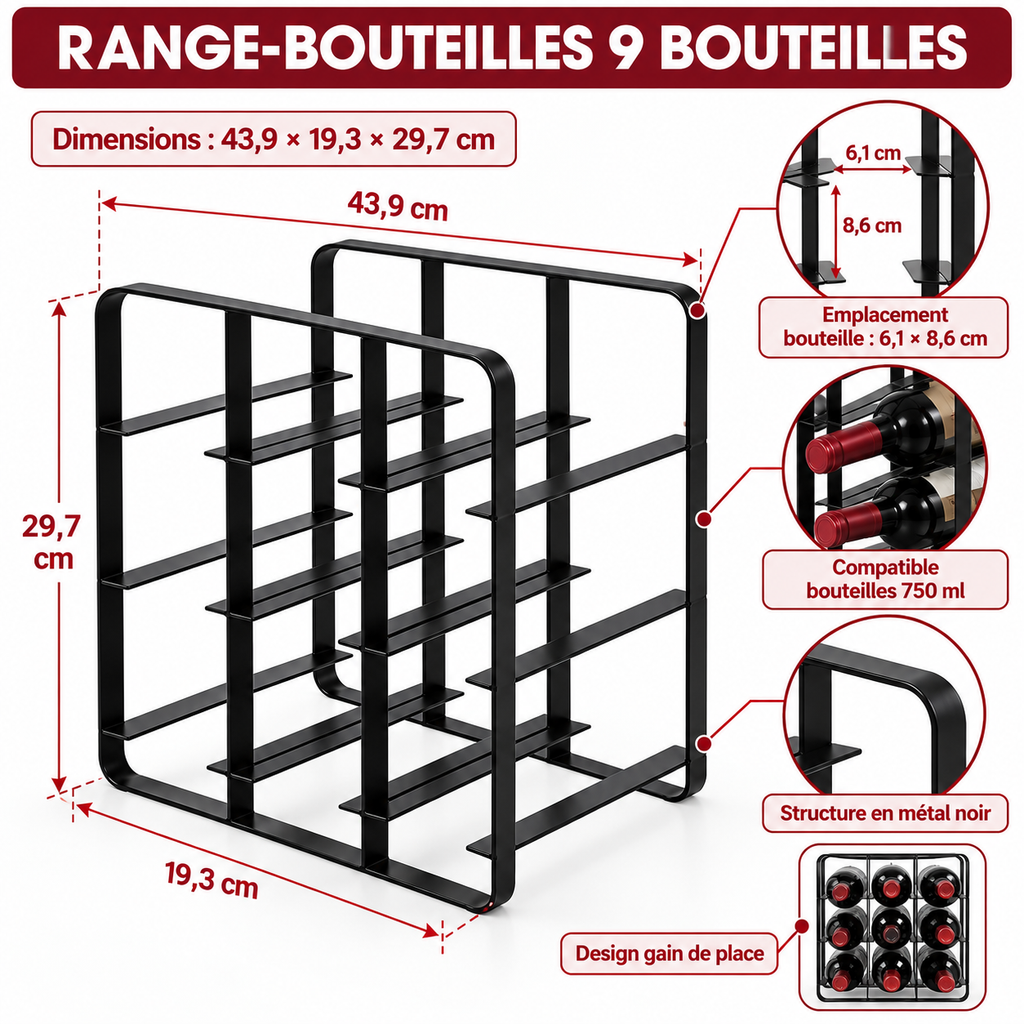 Porte-bouteille en métal - Design cuisinier - vue détaillée 4