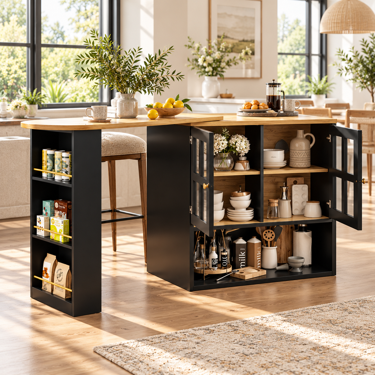 Meuble bar pliable avec plateau rabattable - vue détaillée 2
