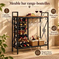Meuble bar à vin 21 bouteilles avec porte-verres - vue détaillée 4