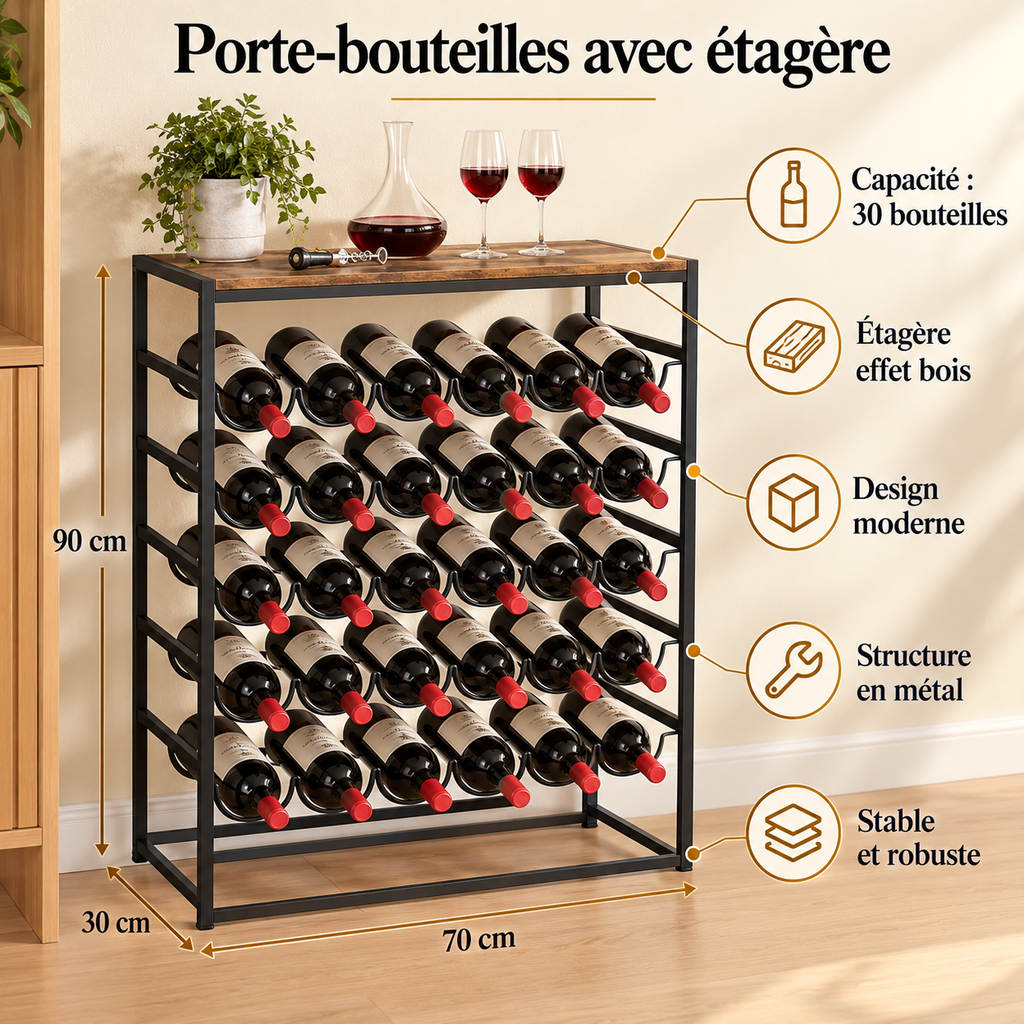 Casier à vin 30 bouteilles - dimensions et caractéristiques
