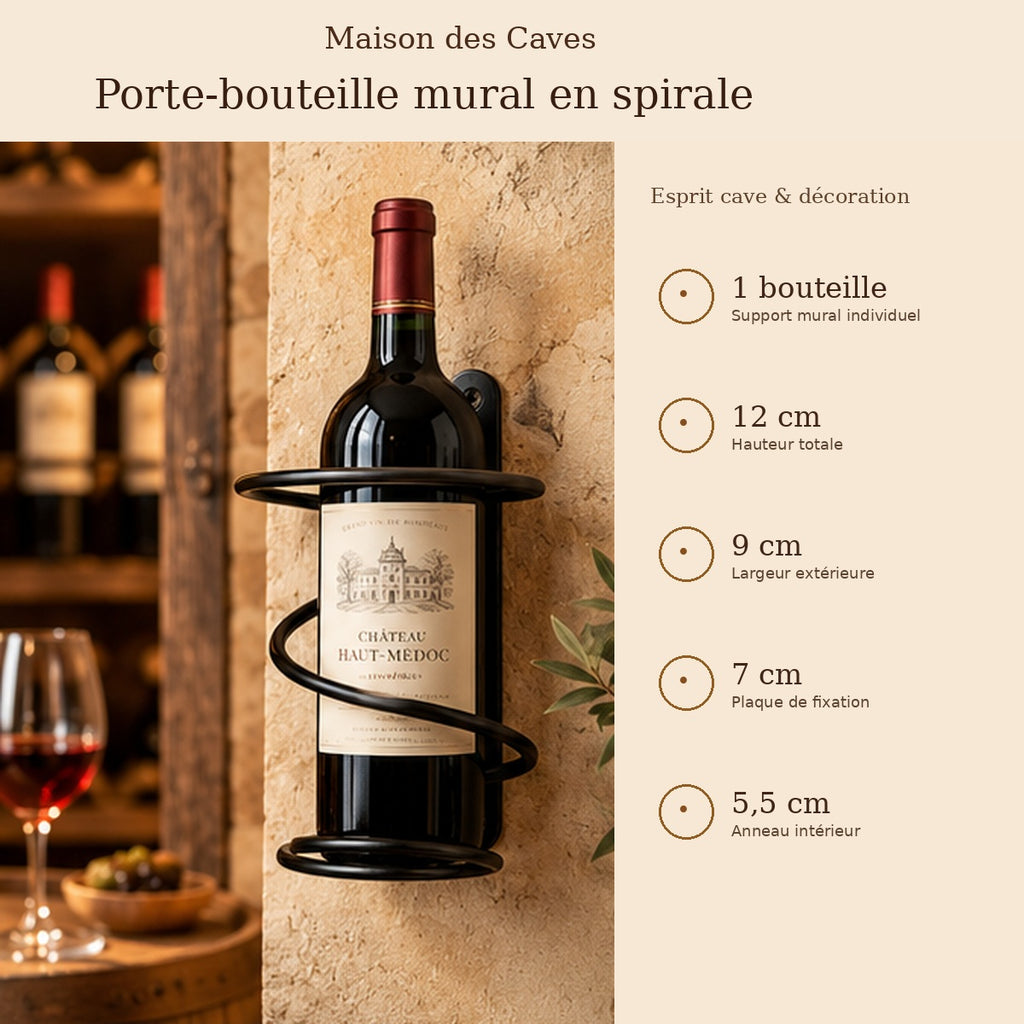 Caractéristiques du support mural spirale pour bouteille de vin