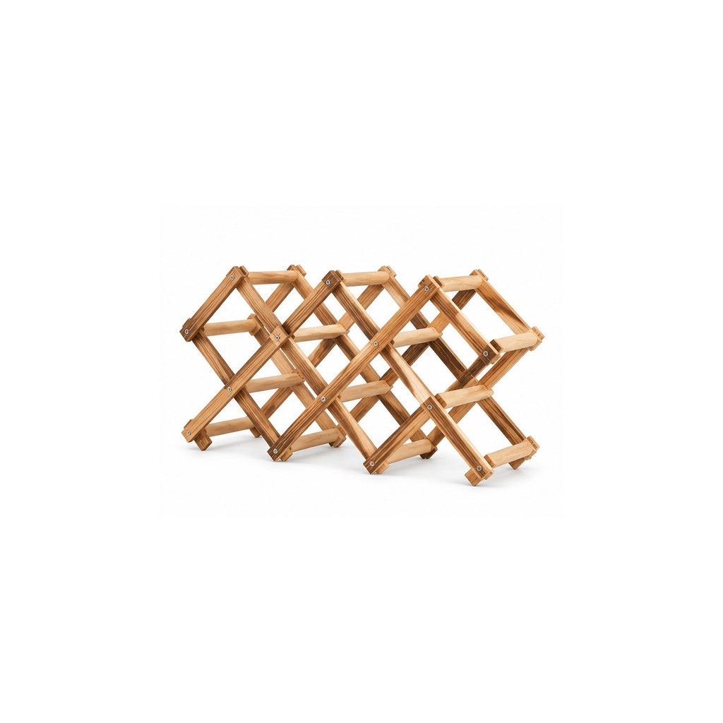 Porte-bouteilles en bois 6 bouteilles sur fond blanc